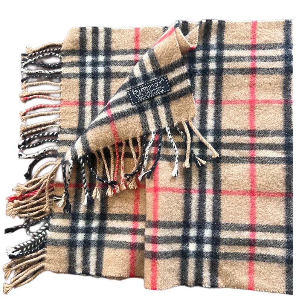 Burberry's of London Scarf nova check vintage 100% Cashmere Made in England - Picture 2 of 4